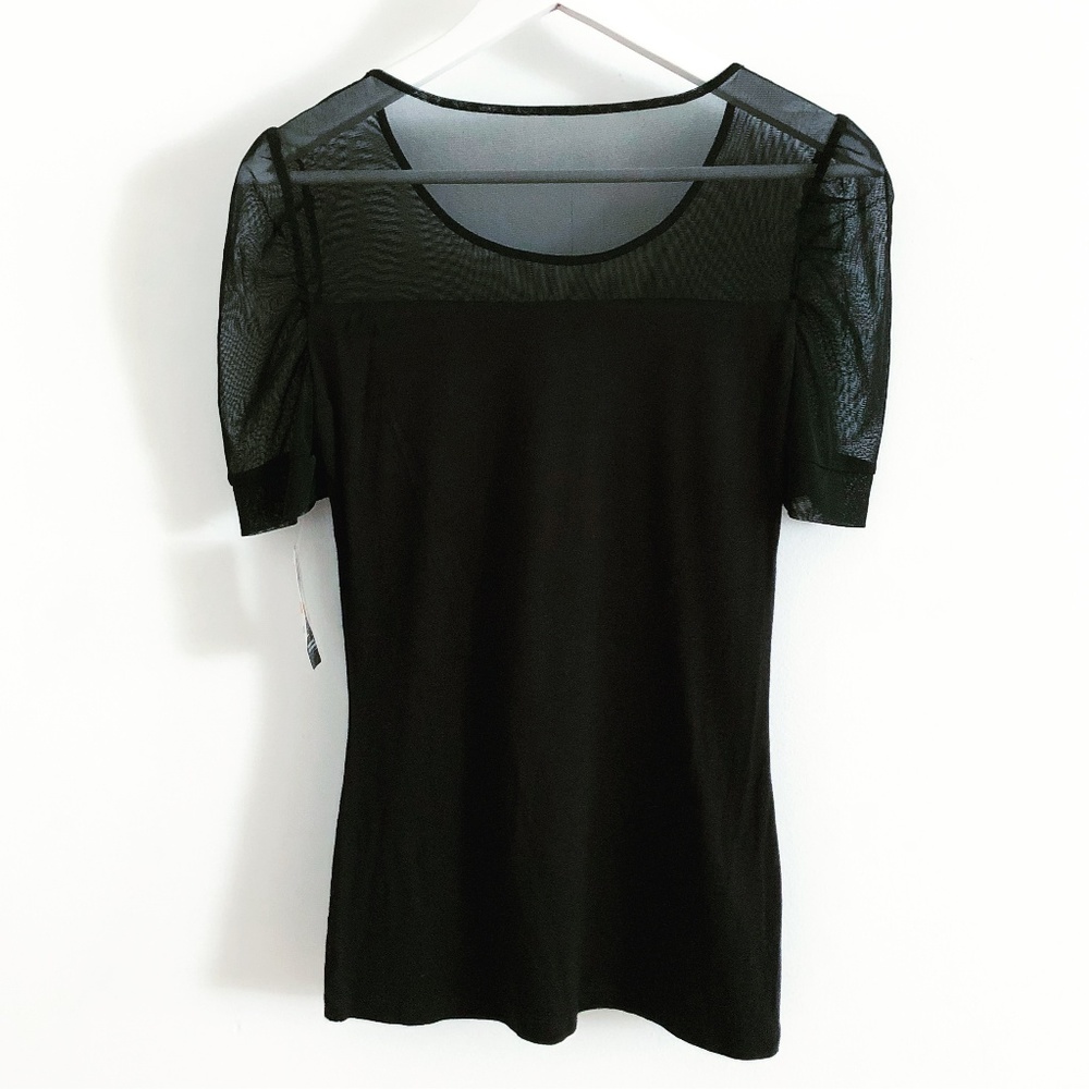 INC soft black jersey and sheer top NWT